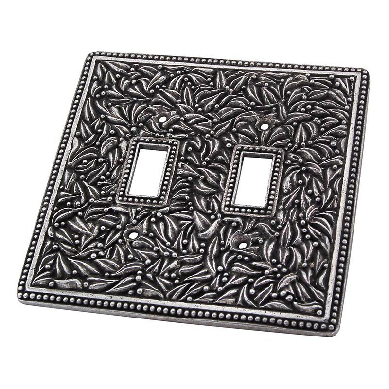 San Michele 2-Gang Toggle Light Switch Wall Plate, Vintage Pewter, 5.25" H x 5.38" W x 0.31" D