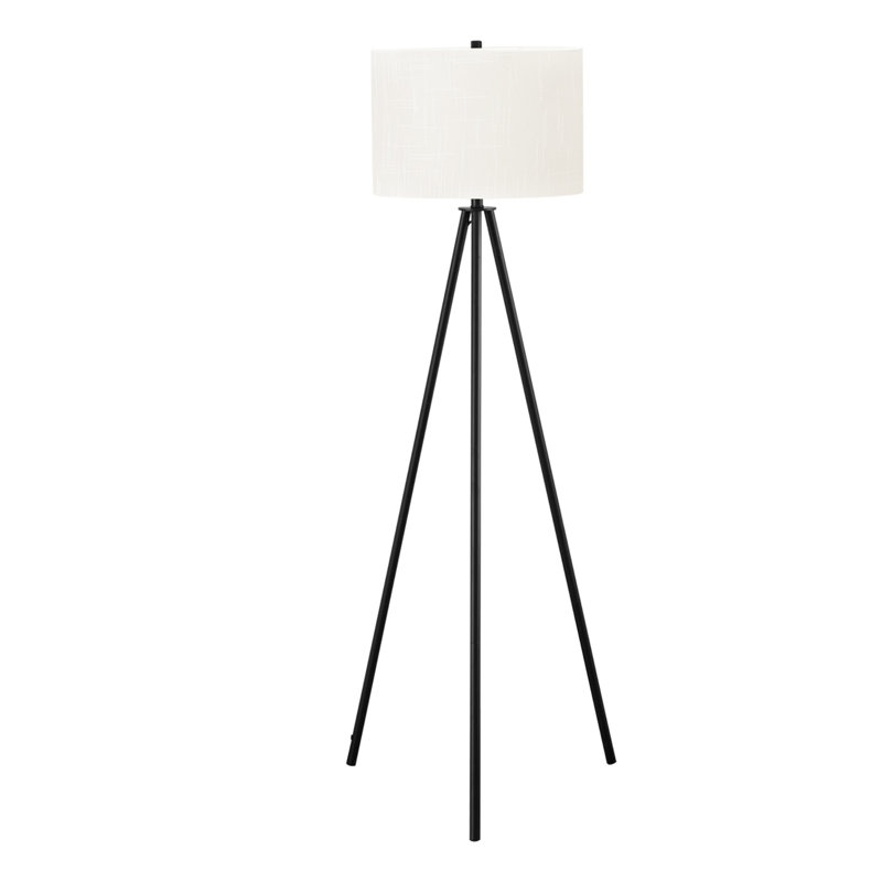 Contemporary Tripod Floor Lamp With Adjustable Brightness And Elegant Ivory Shade For Modern Living Spaces, Black