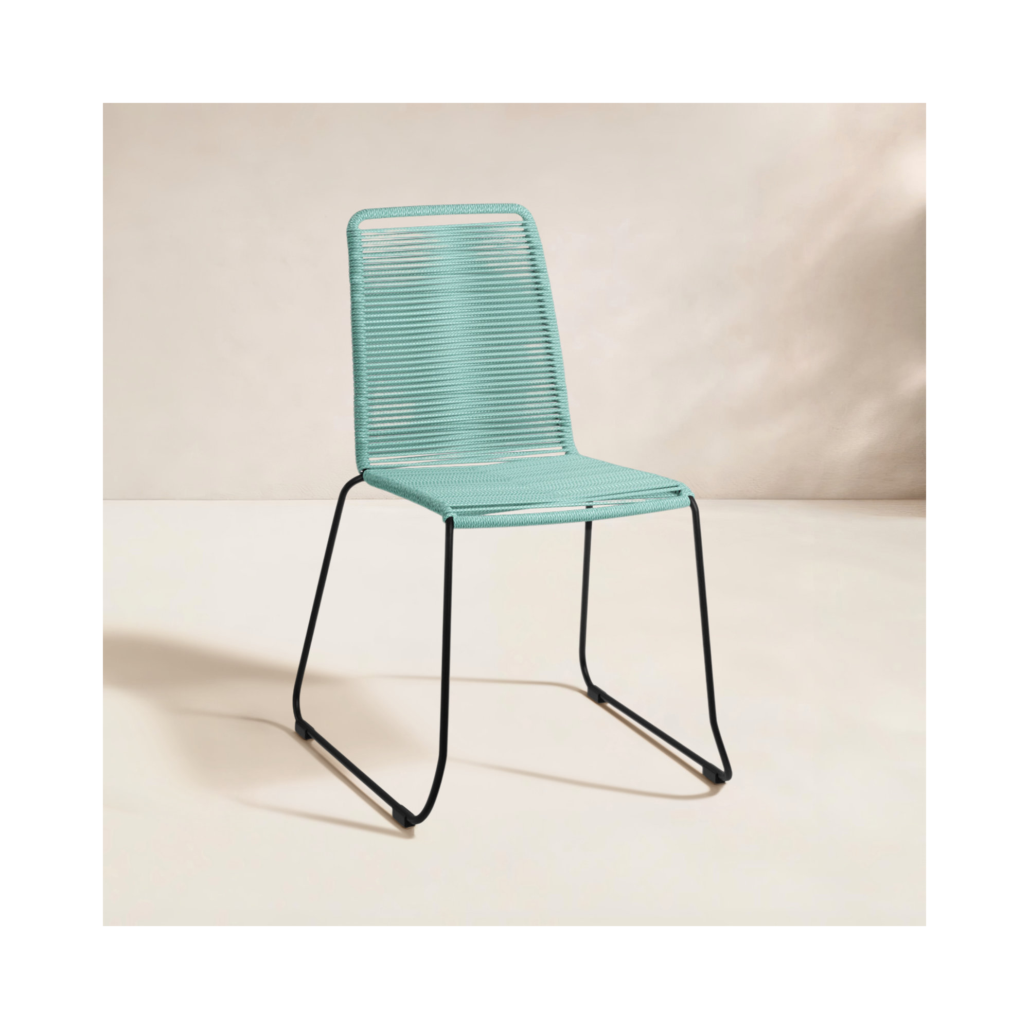 Camberlynn Premium All-Weather Wicker Outdoor Stacking Dining Side Chair, Wasabi