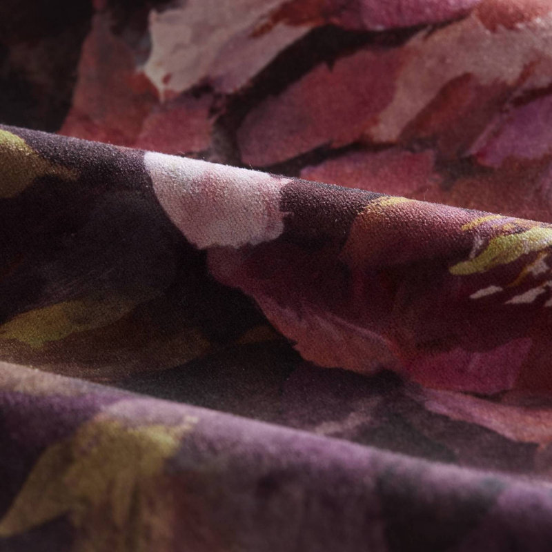 Ensemble d'édredon en velours 4 pièces avec imprimé floral, 2 taies décoratives et coussin décoratif
