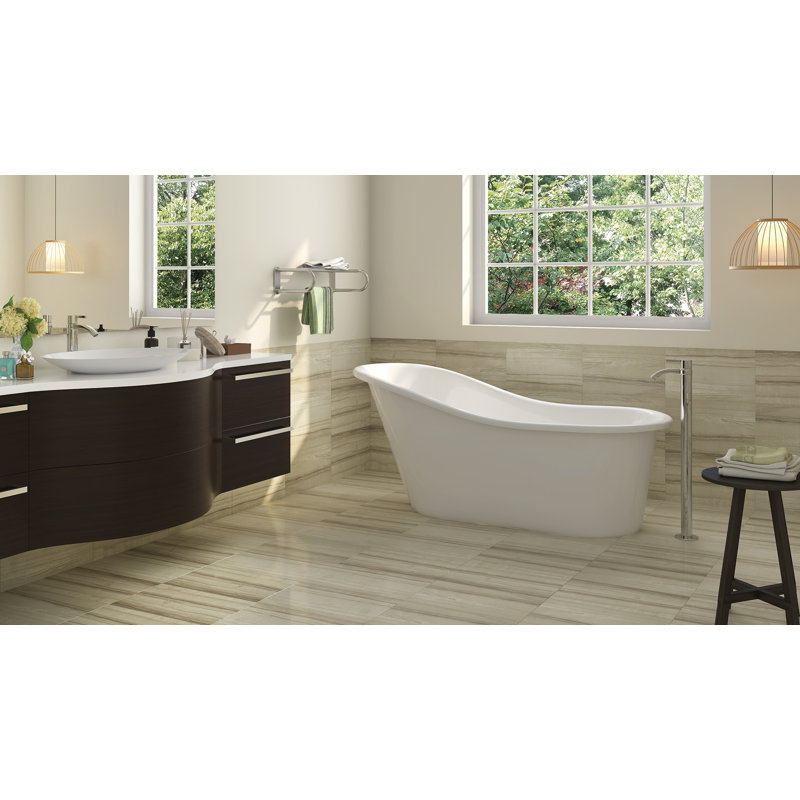 Glass 60" x 29" Freestanding Soaking Acrylic Bathtub, White