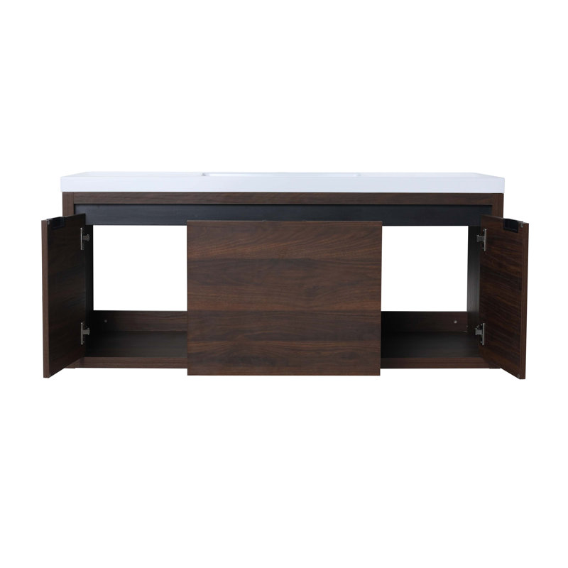 48 Inch Bathroom Cabinet With Sink,Soft Close Doors and Drawer,Float Mounting Design,48x18(KD-Packing), Brown