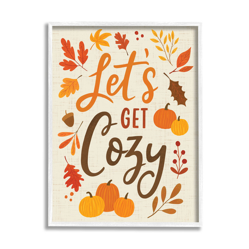Lets Get Cozy Autumnal at-245, H 14 po x l 11 po x P 1,5 po, Giclée encadrée blanc bord de mer