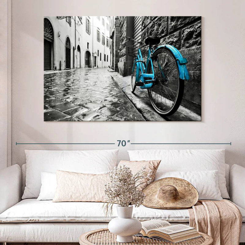 Mehar Retro Blue Bicycle, 34" H x 51" W
