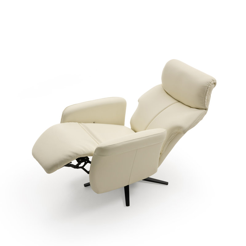 Mcclinton 74cm Wide Genuine Leather Swivel, Pietra-Beige