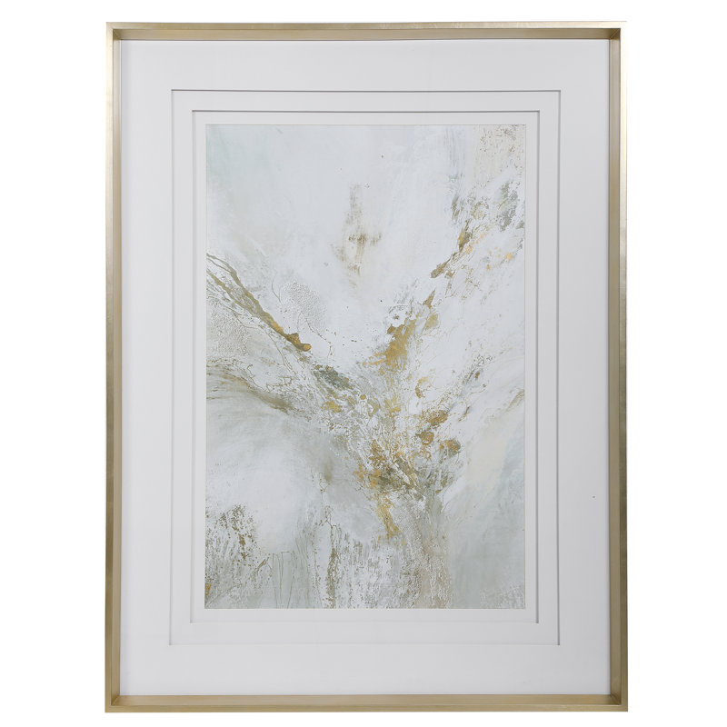 Ethos 38" Gray and Gold Framed Abstract Print