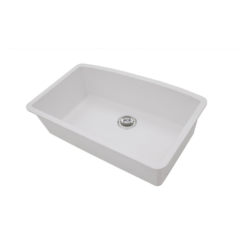 32 in. x 19 in. Quartz Undermount Single Bowl Kitchen Sink, White