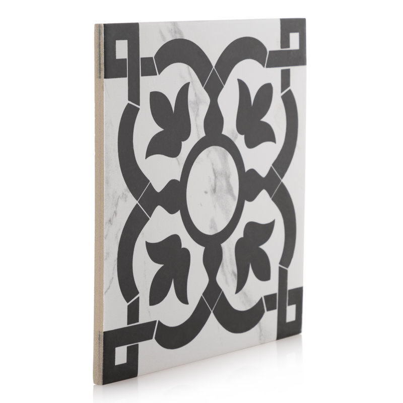 Elegant 9" x 9" Beveled Porcelain Marble Look Wall & Floor Tile
