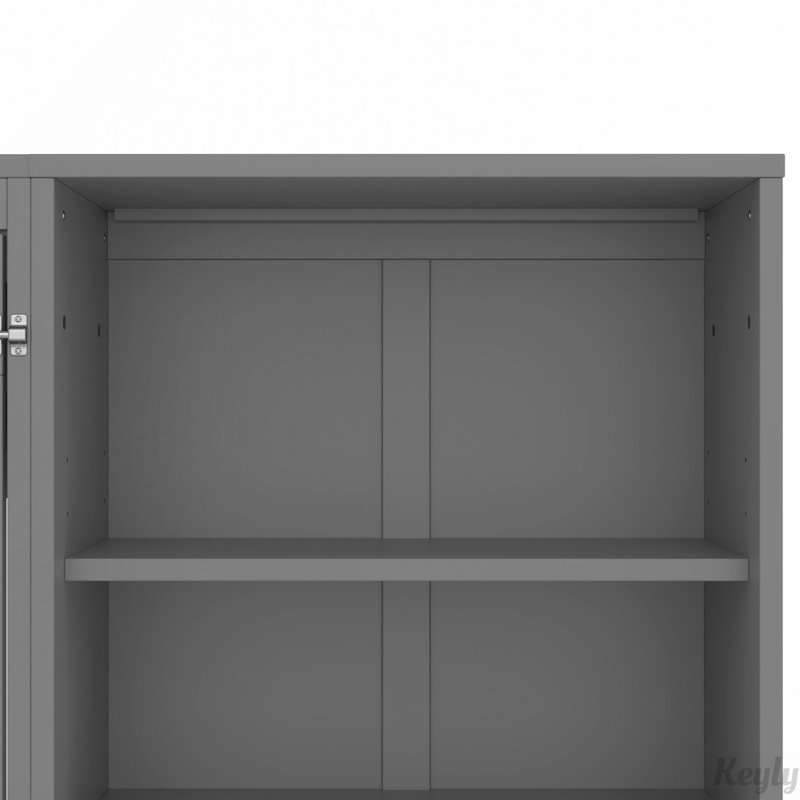 Lit escamotable avec compartiments de rangement et tablette réglables en hauteur, gris