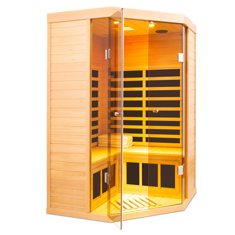 Deux places pour sauna en angle infrarouge lointain transparent