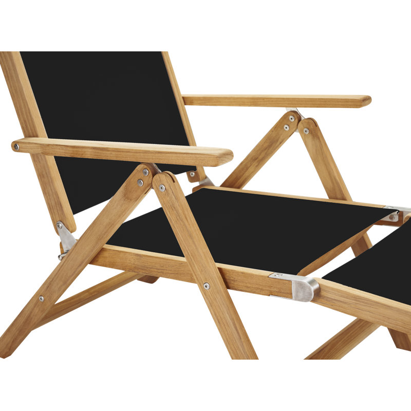 Aquitania Teak Outdoor Folding Lounge Deck Chair , Black