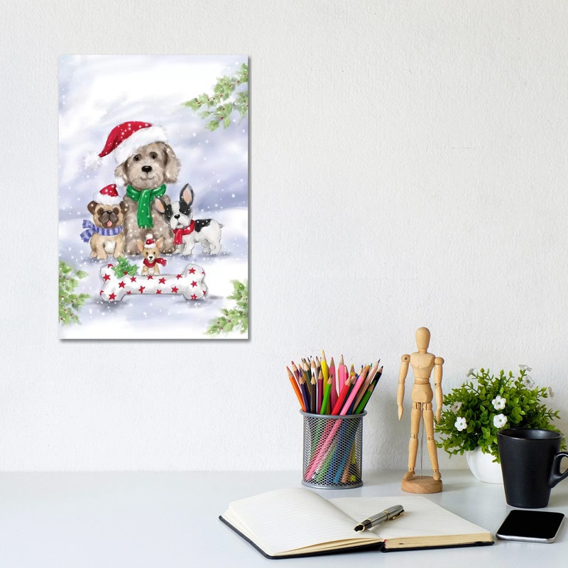 Christmas Dogs 1 Piece Wrapped Canvas Wall Art, 20.32 cm H x 30.48 cm W