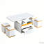 Table basse à plateau relevable avec 4 tabourets de rangement et plateau pliable-114364949
