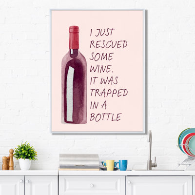 I Just Rescued Some Wine - Cocktails Wall Art Living Room