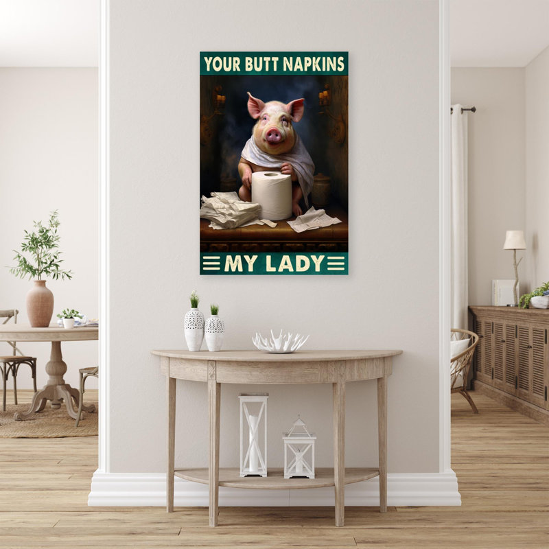 Llona cochon vos fesses, serviettes My Lady, H 36 po x l 24 po x P 1,25 po