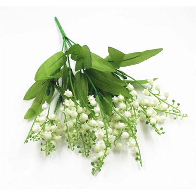 3 pièces 8 pouces fleurs artificielles de muguet blanc - décor de campanule en plastique réaliste pour le mariage, la maison et les cadeaux