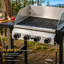 Barbecue combiné 3 en 1 au propane Électactic avec plaque de cuisson et gril, 32 000 BTU, 4 brûleurs, acier inoxydable