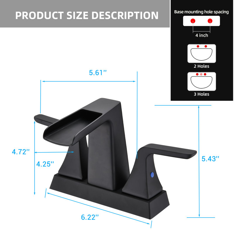 2-handle Bathroom Faucet with Drain Assembly, Matte Black
