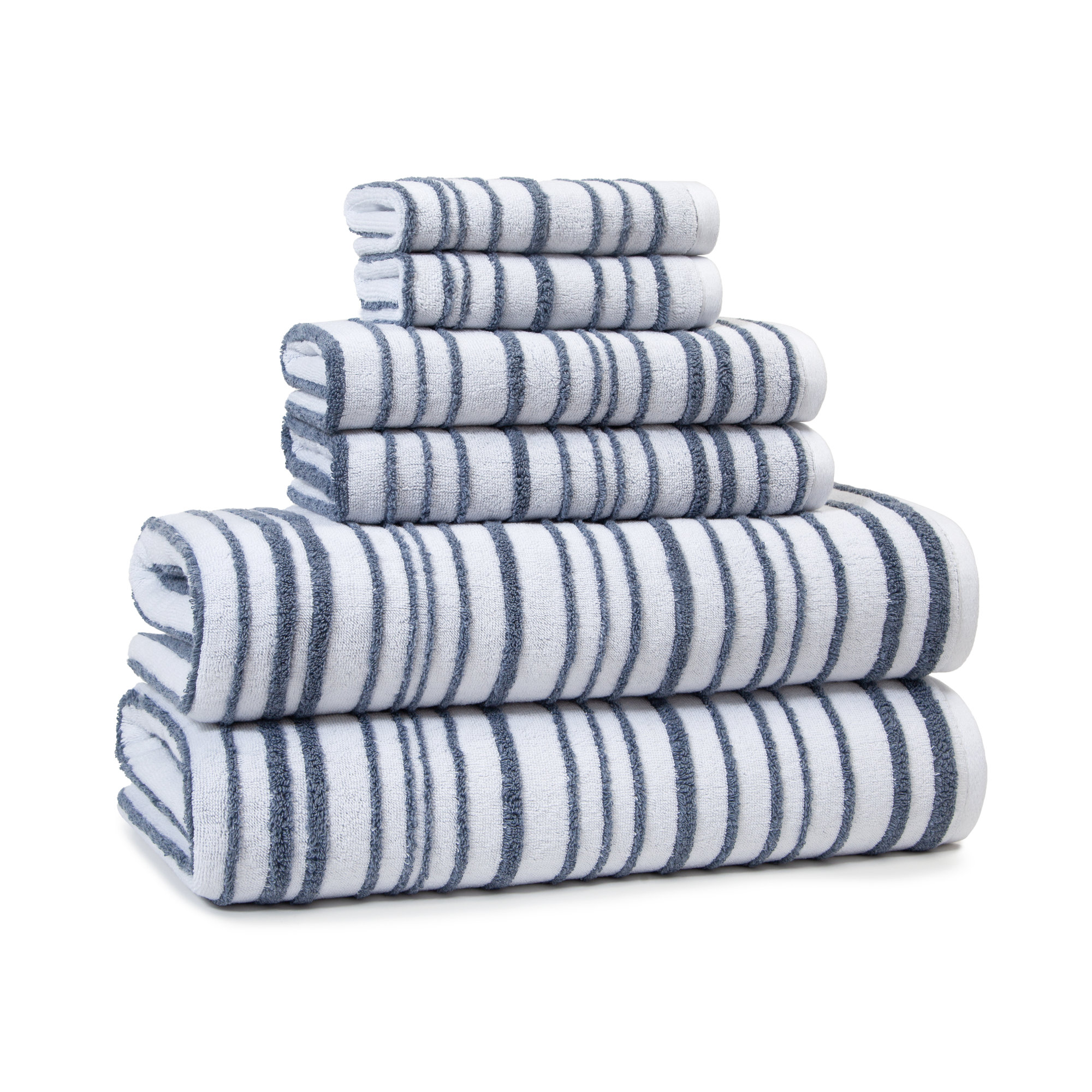 Roulston 100% Cotton Wash Cloth, Blue/White