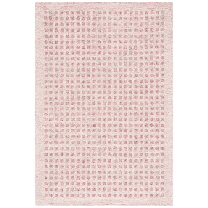 Callisburg Hand Tufted Wool/Jute/Cotton Performance Geometric Rug in Pink, Rectangle 8' x 10'