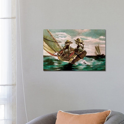 Bunny Boat 1 Piece Wrapped Canvas Painting