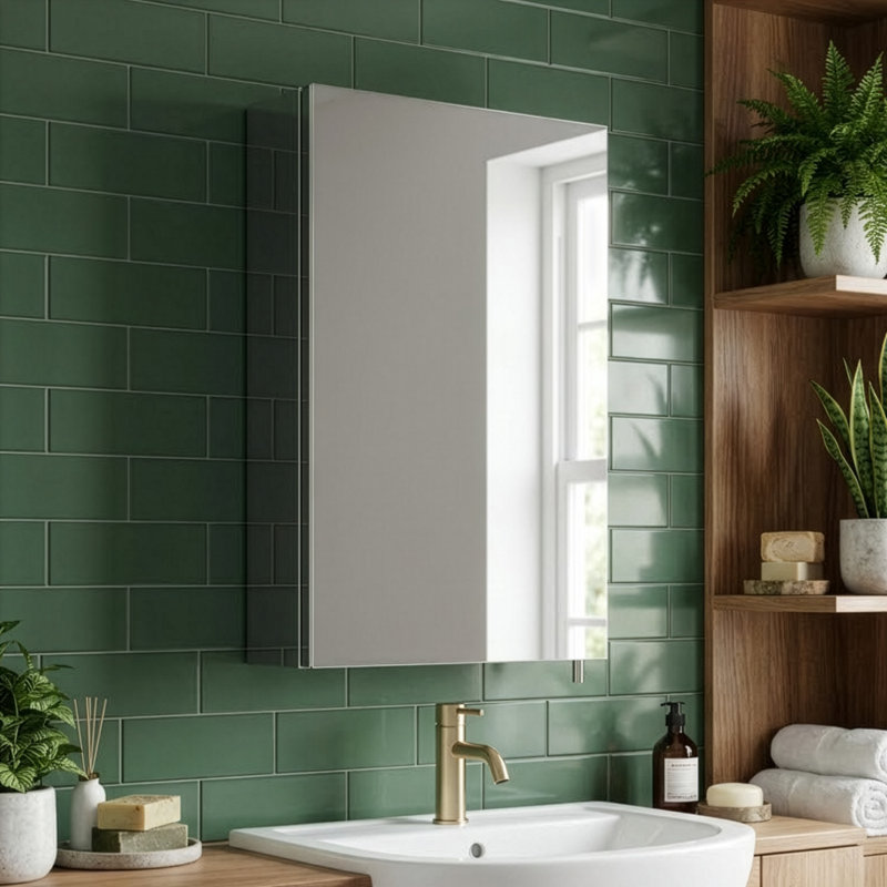 Anton 762mm W 1397mm H Surface Frameless Medicine Cabinet Mirror 1 Adjustable