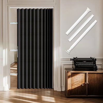 Rideau accordéon avec fermeture magnétique, tringle à tension sans perçage, séparateur de pièce filtrant la lumière pour portes, placards, chambres et salons