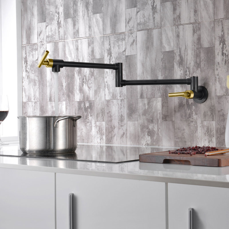 Sumerain S6113X-6111 Kitchen Faucet, Black/Gold
