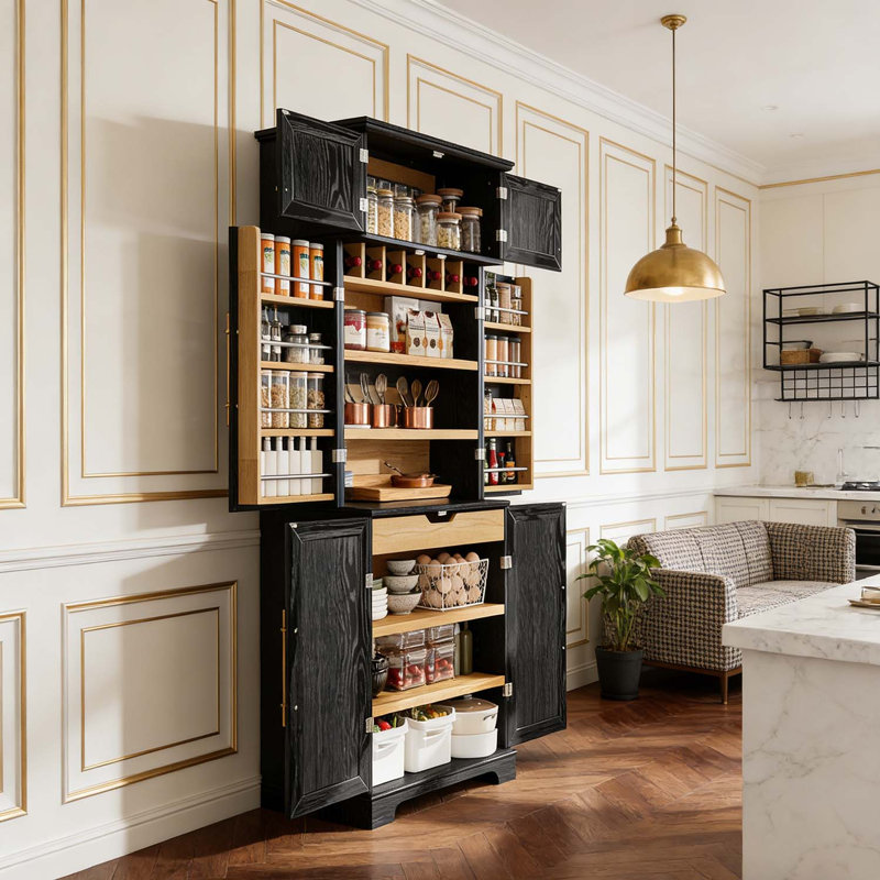 Armoire Itchen, rangement polyvalent pour plusieurs pièces, Noir