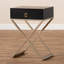 Fruitvale Nightstand in Black Finished Wood With Cross Metal Legs, 13.8'' H X 18.9'' W X 26.8'' D-569172450