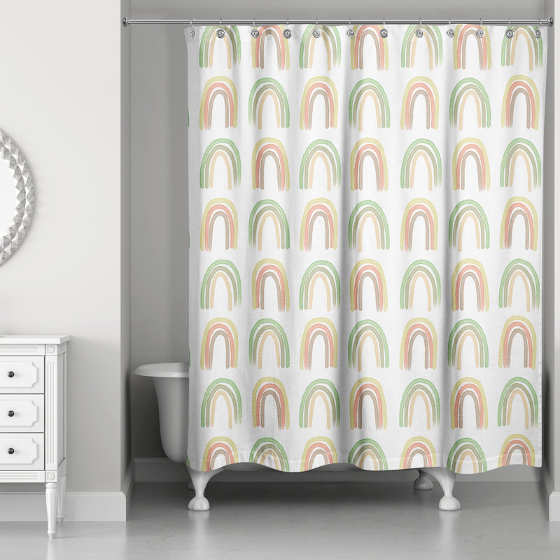 Rideau de douche droit à motif arc-en-ciel