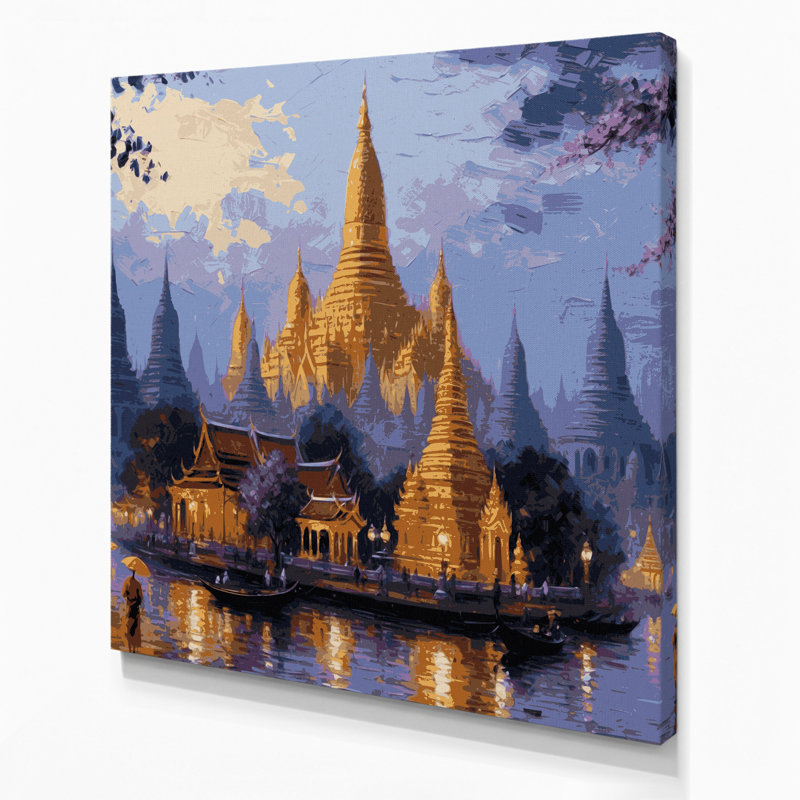 Cities Yangon Myanmar Brown Canvas Wall Art, 12" H x 12" W
