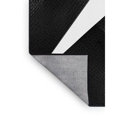 Tapis gris lavable à la machine à motif géométrique moderne et contemporain Orlena