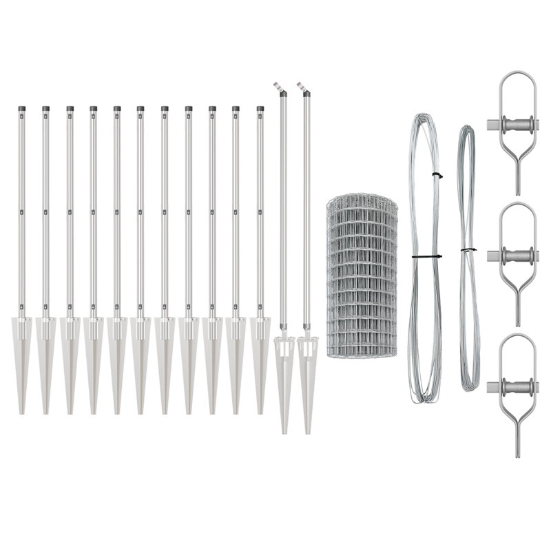 Galvanised Steel Border Fencing, Silver, 60 x 2500 x 0.2 cm