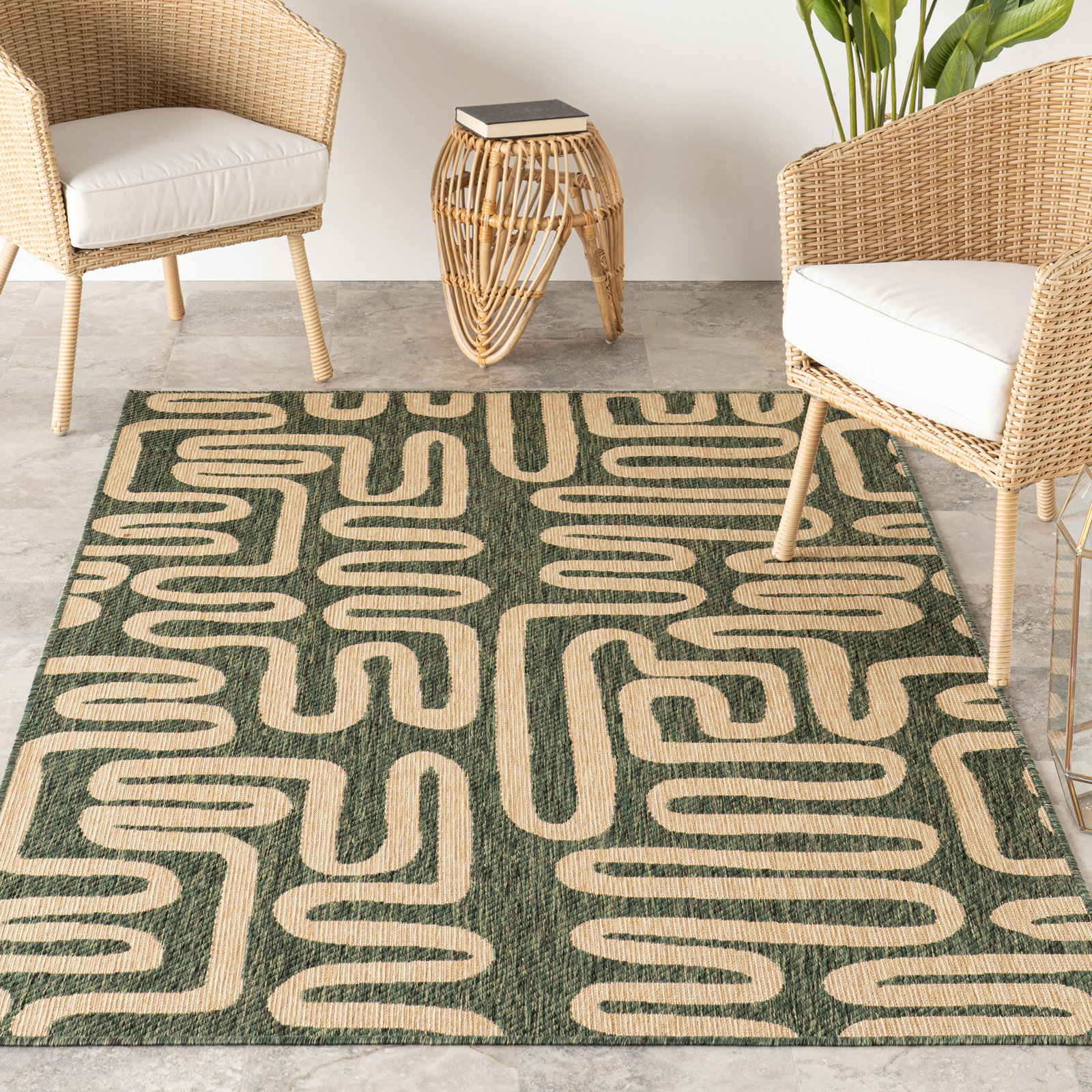 Abstract Outdoor Rug, Rectangle 6'5" x 9'
