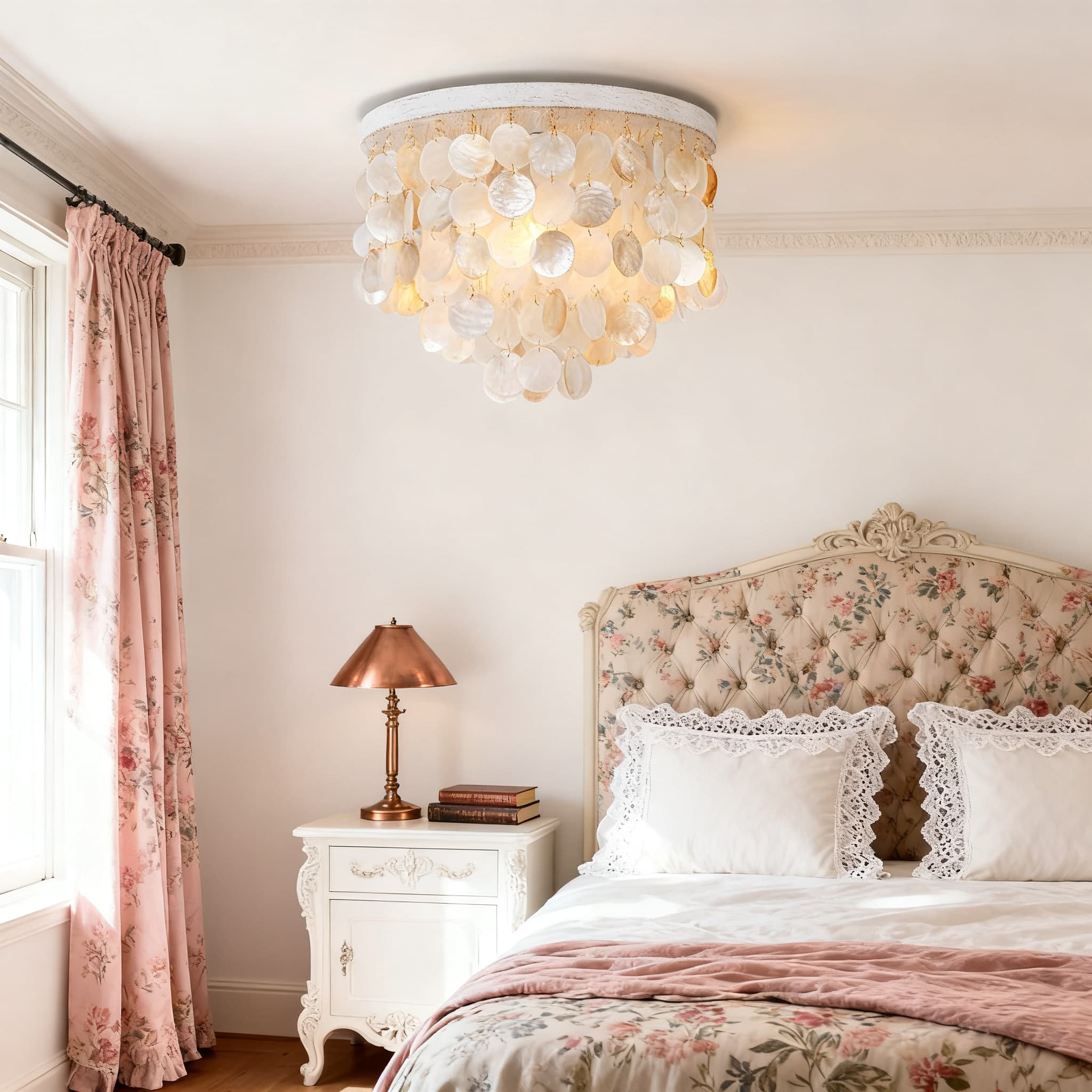 Beachcrest Home Shell Chandelier Ceiling Light Flush Mount With Gold ...