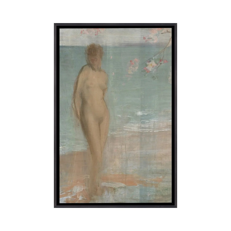 «Venus Rising From The Sea», reproduction d'art sur toile encadrée, 26 po x 18 po, Toile avec cadre, Noir patiné