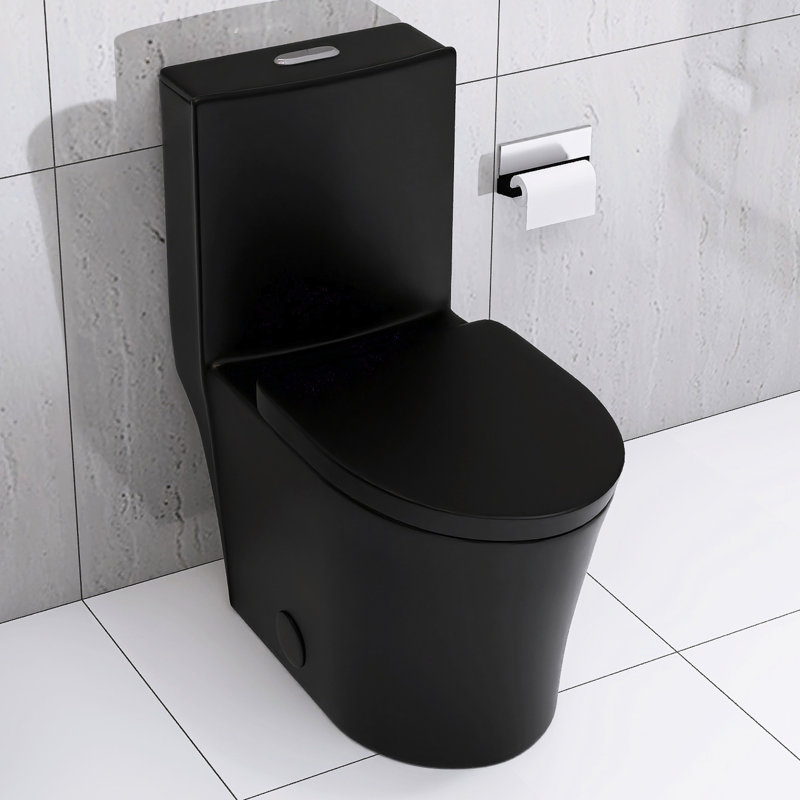 Dual Flush Matte Black Toilet, 1.1/1.6 , 1000G Map Score For Superior Flushing Modern Flush, Energy Option, Black