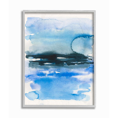 «Abstract Sea Scape with Shades Of Blue Watercolor» par Victoria Barnes, reproduction d'impression sur bois
