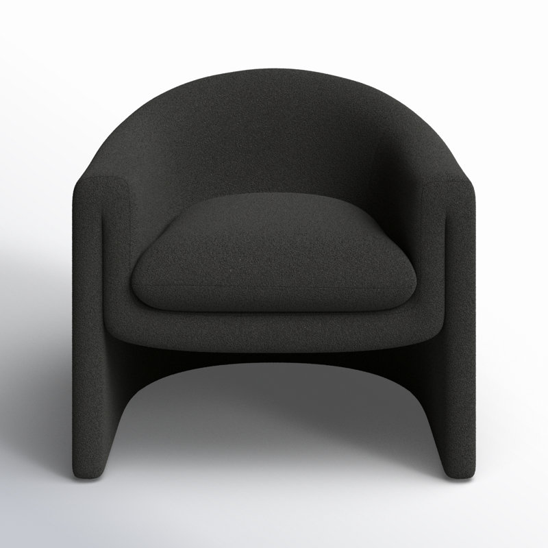 Pollman Upholstered Barrel Chair, Black Boucle