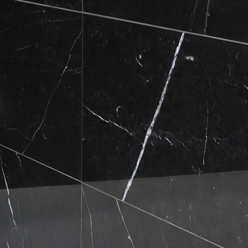 Blackout Nero Marquina 12" x 24" Marble Floor and Wall Tile, Polished Black