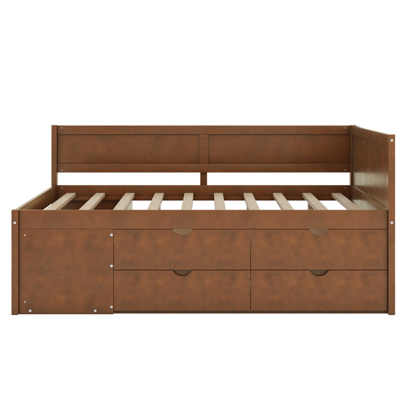 Kaella Daybed With Drawers And Shelves, Walnut, Full