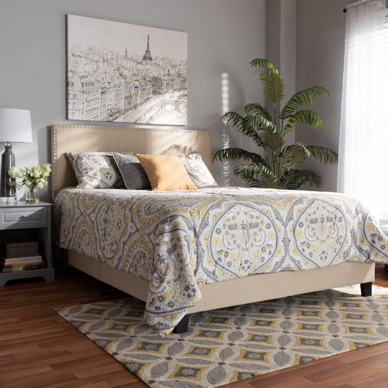 Mikeayla Upholstered Bed, Full / Double, Beige