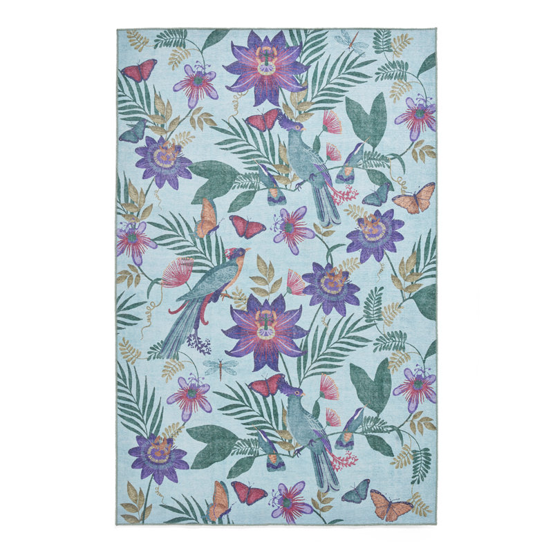 Catherine Lansfield Amaya Tropical Birds Washable Rug, Rectangle 76 x 150 cm