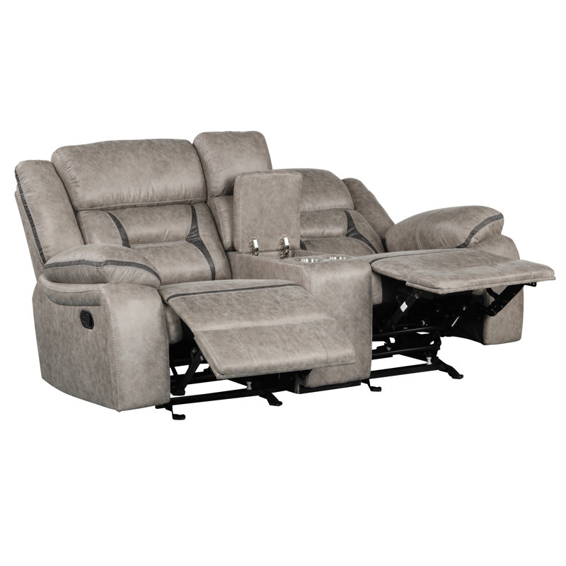 Causeuse inclinable à accoudoirs coussinés de 78 po Wallart, Similicuir taupe