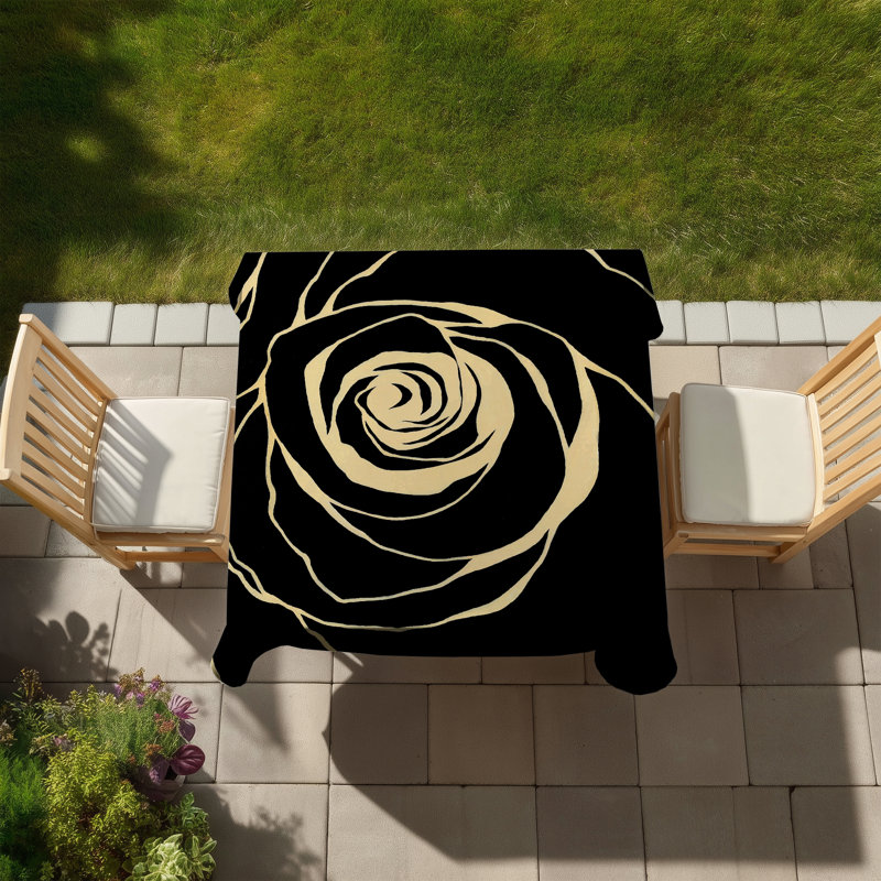 Black Rose Tablecloth - Indoor Outdoor Living Room Decor