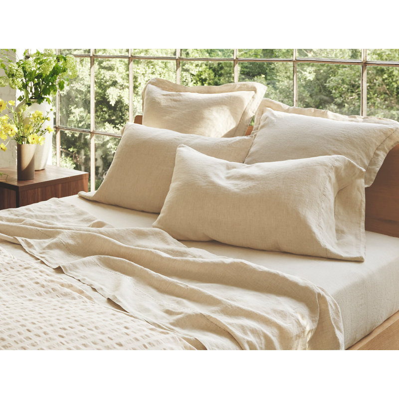Organic Relaxed Sheet Set, Queen Sheet Set with 2 Pillowcases, Undyed Chambray