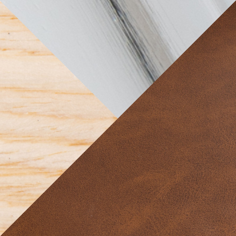 Tabouret de bar à hauteur fixe avec pivot, Naturel / Argenté, Brun / similicuir