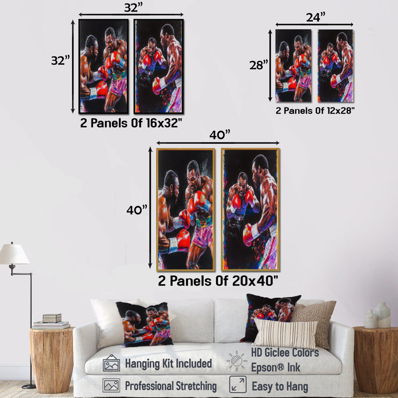 Ensemble de 2 pièces d'art mural rouge et noir «I», H 32 po x l 32 po, Érable, Impression encadrée