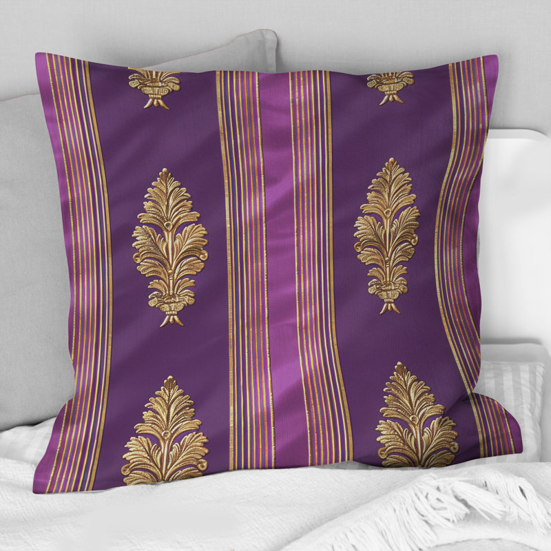 Coussin décoratif damassé à fines rayures Glam, H 16 po x l 16 po